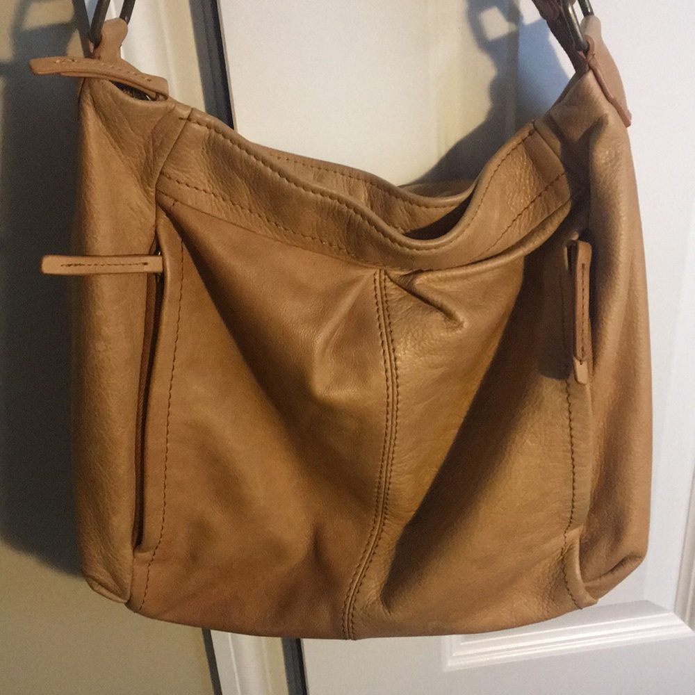 Butter soft leather light tan bag.